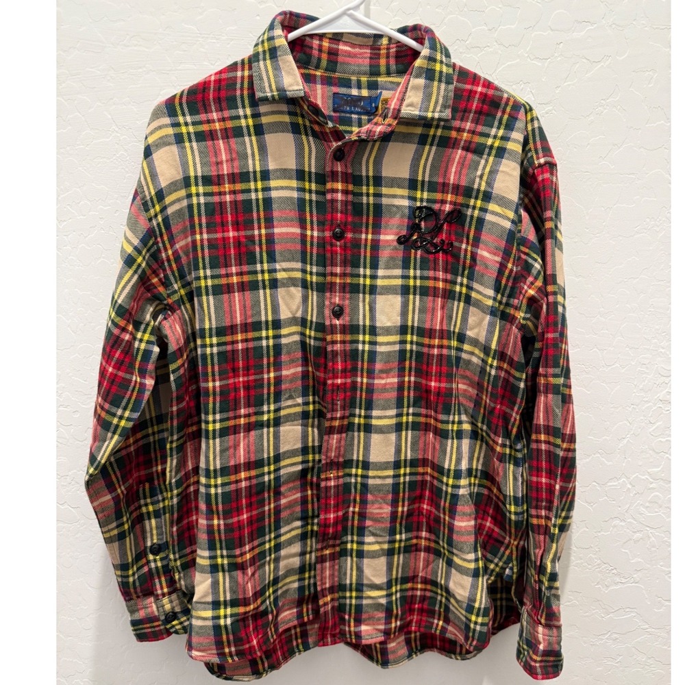Polo Ralph Lauren Relaxed Fit‎ Monogram Cotton Twill Plaid Shirt Womens 2 Multi - Picture 3 of 7